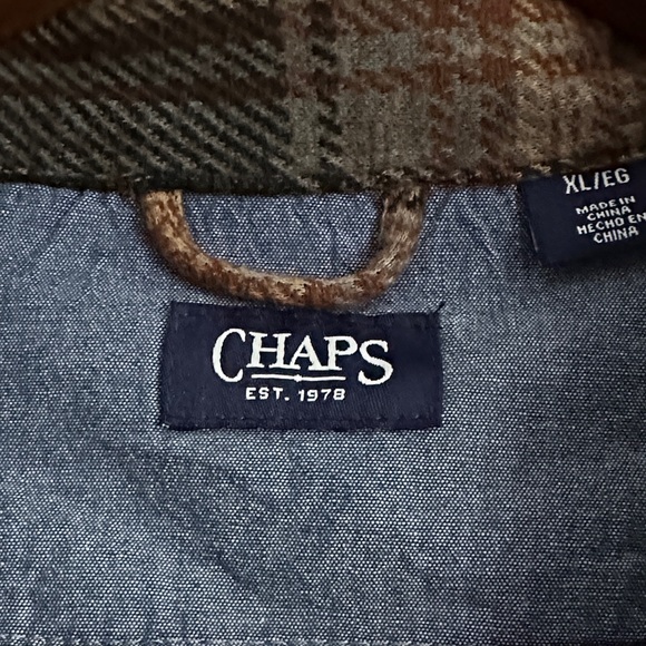Chaps Men's Checkered Shirt Jacket - Brown and Black - Picture 3 of 5